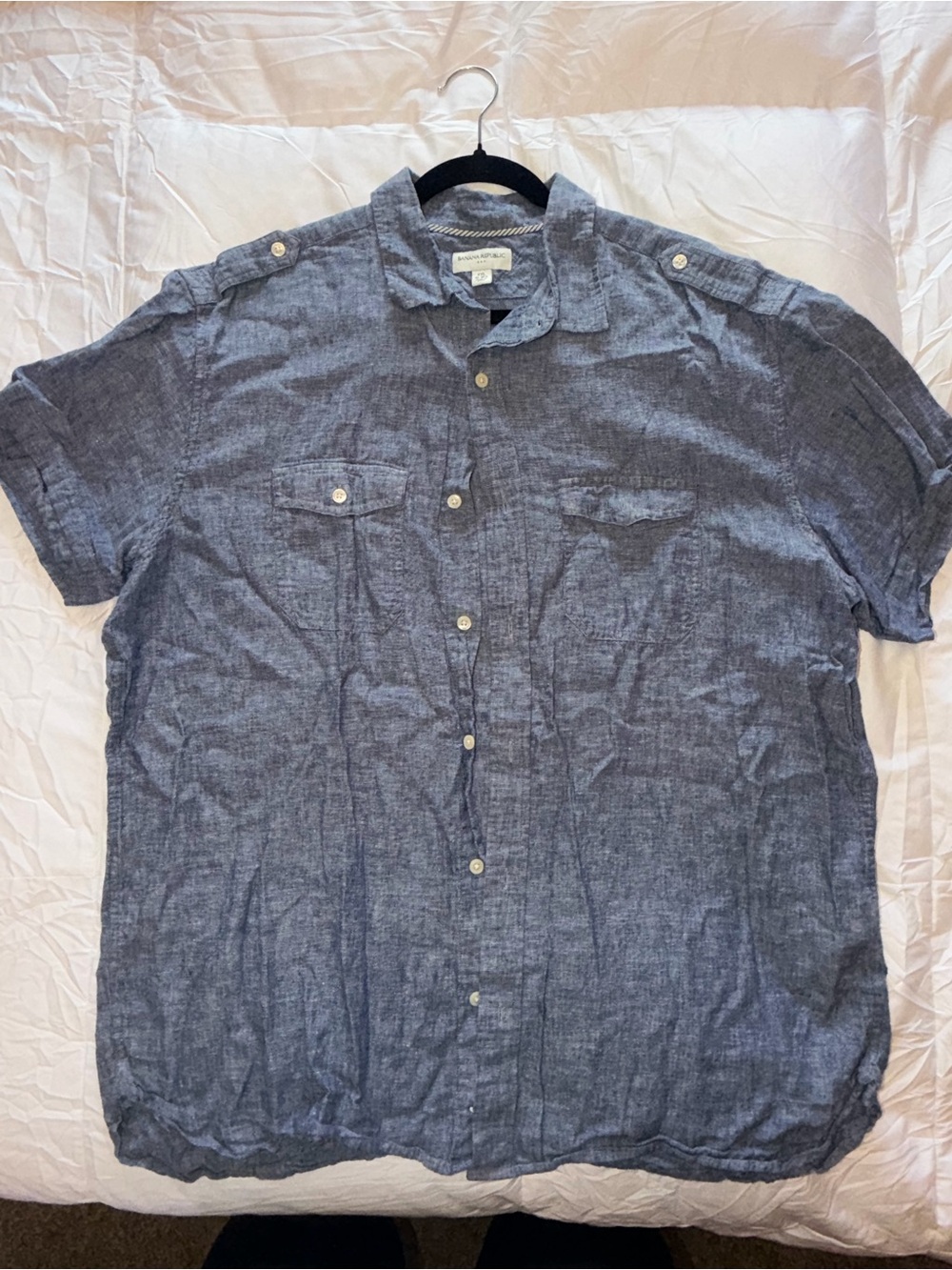 Banana Republic Men’s Short Sleeve Button-Up Shirt - Chambray Blue
